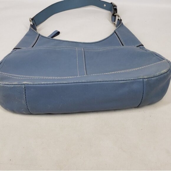COPY - Coach Blue Leather Shoulder Bag Satchel Silver Hardware Single Strap Lin… - Picture 5 of 16